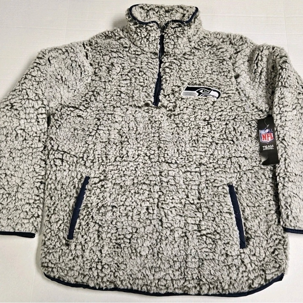 Brand new NFL Seahawks Gray Sherpa Fleece Pullover quarter zip